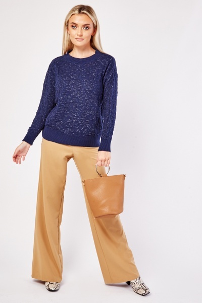 Shimmery Ribbed Trim Jumper