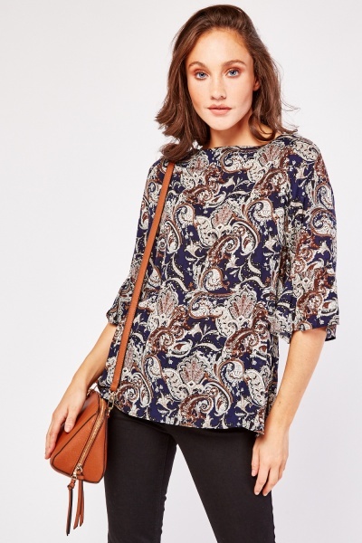 Paisley Print 3/4 Sleeve Blouse