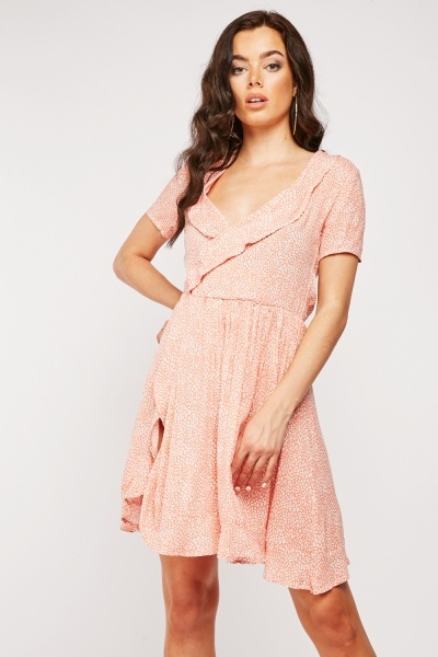 Ruffle Wrap Tea Dress