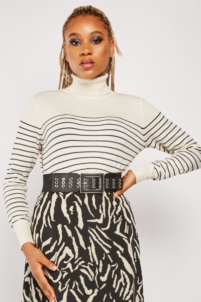 Roll Neck Striped Jumper