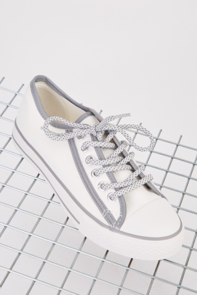 Canvas Contrasted Lace Plimsolls
