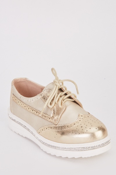 Encrusted Shimmery Brogue Shoes