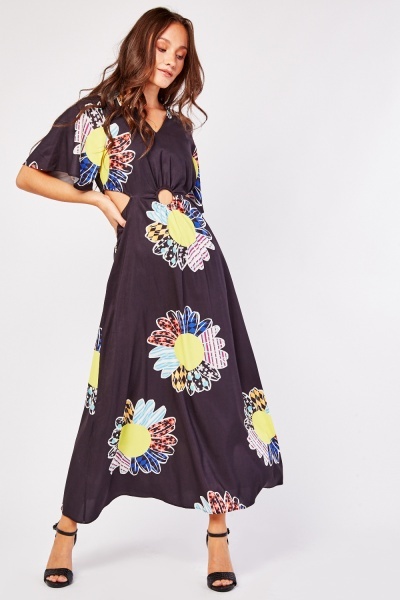 O-Ring Cut Out Side Maxi Dress