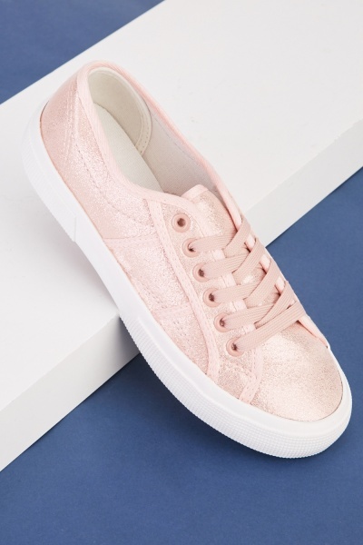 Metallic Shimmery Lace Up Plimsolls
