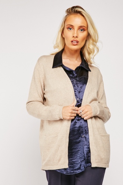 Open Front Speckled Knit Cardigan