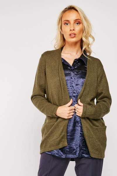 Open Front Speckled Knit Cardigan