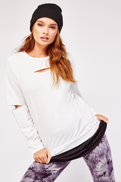 Cut Out Detail Contrasted Sweatshirt