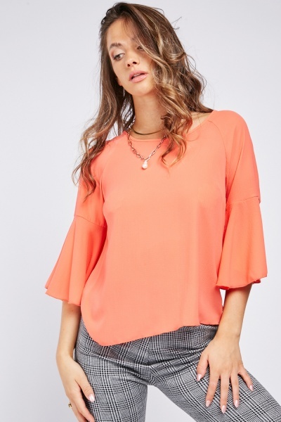 Flared Sleeve Chiffon Blouse