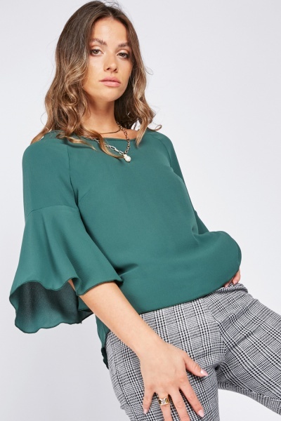 Flared Sleeve Chiffon Blouse