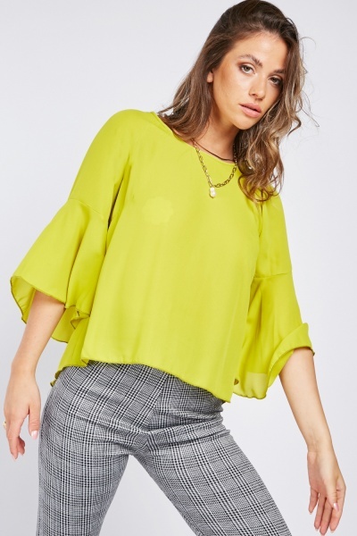 Flared Sleeve Chiffon Blouse