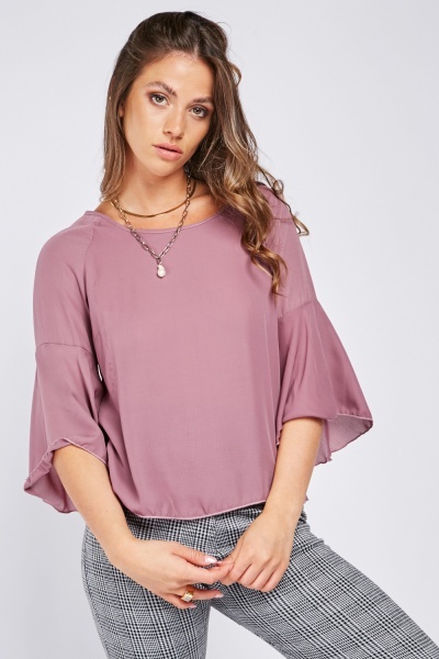 Flared Sleeve Chiffon Blouse