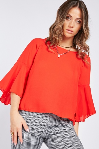 Flared Sleeve Chiffon Blouse