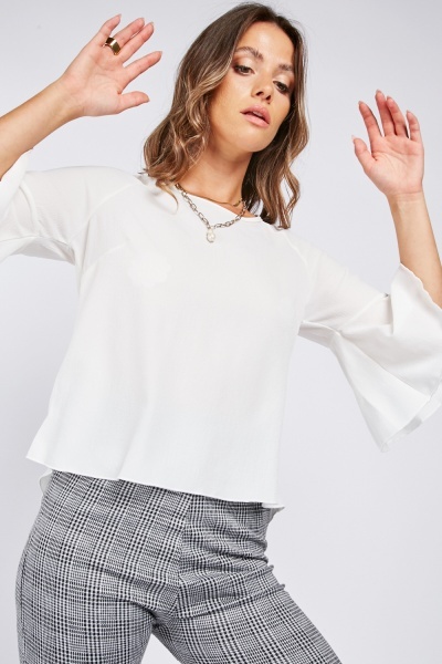 Flared Sleeve Chiffon Blouse