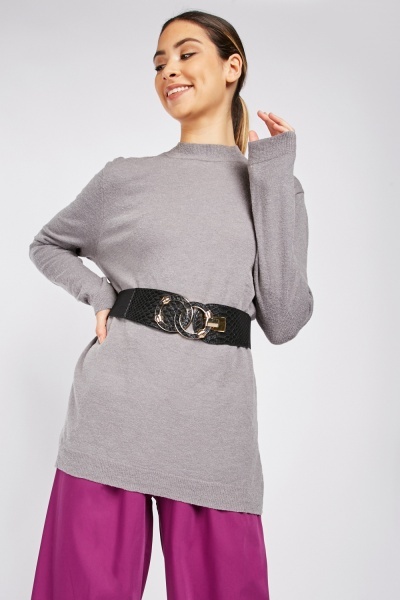 Round Neck Long Line Jumper