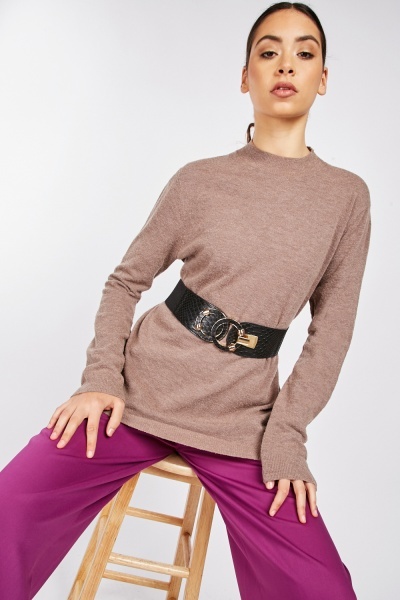 Round Neck Long Line Jumper