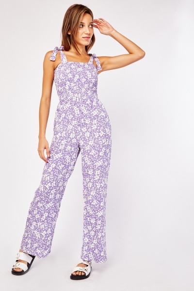 Ditsy Floral Strappy Casual Jumpsuit