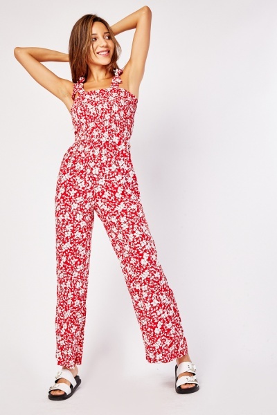 Ditsy Floral Strappy Casual Jumpsuit