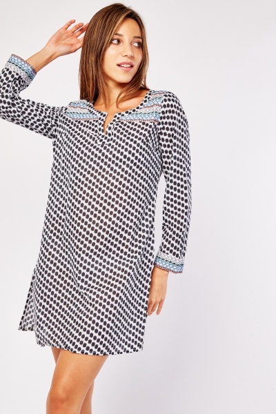 Embroidered Panel Tunic Dress