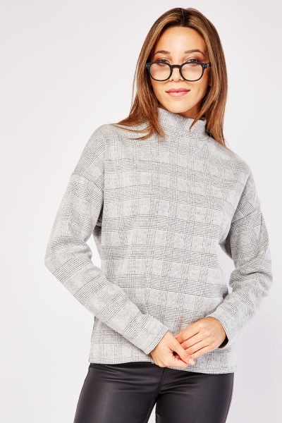 Plaid Turtle Neck Sweater