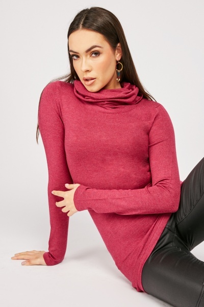 Slouchy Roll Neck Knit Top