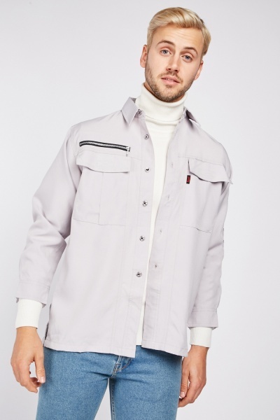 Contrasted Pocket Feature Overshirt
