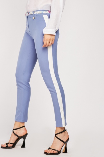 Contrasted Side Skinny Trousers