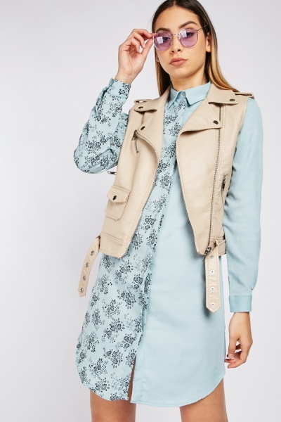 Rose Pattern Contrasted Shirt Dress