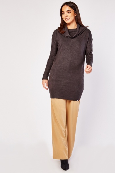 Slouchy Neck Long Line Jumper