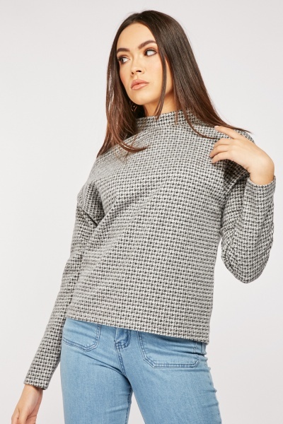 Hounstooth Pattern Knit Jumper