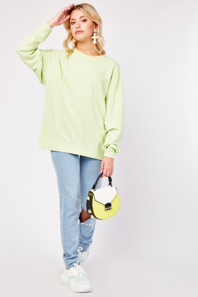 Long Sleeve Ribbed Sweatshirt