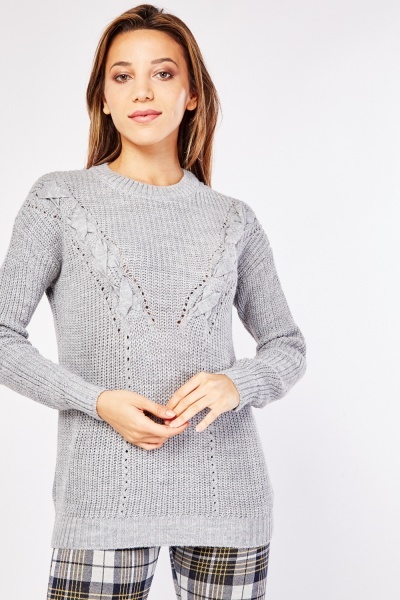 Criss Cross Panel Knit Jumper