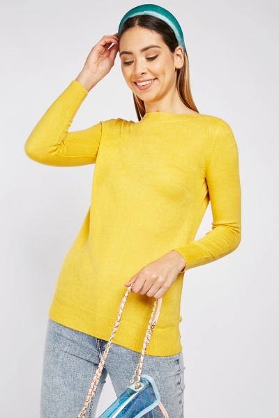 Ribbed Trim Casual Knit Top