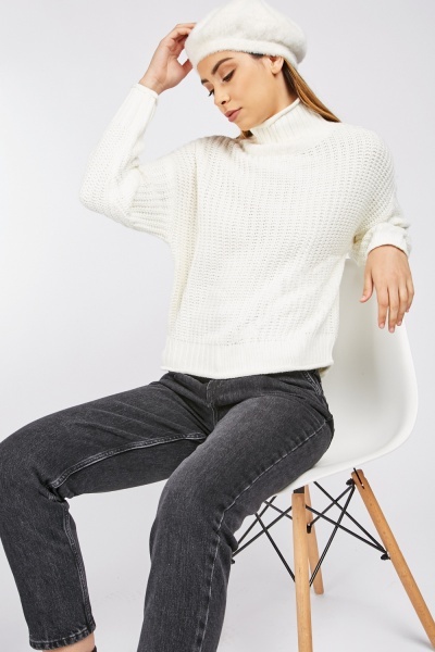 Funnel Neck Knitted Pullover