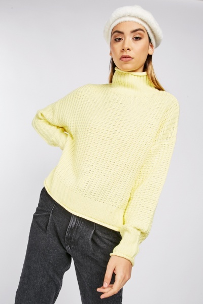 Funnel Neck Knitted Pullover