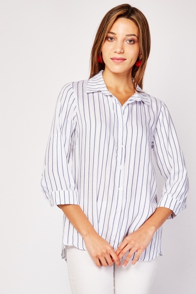 Vertical Striped Lurex Insert Shirt
