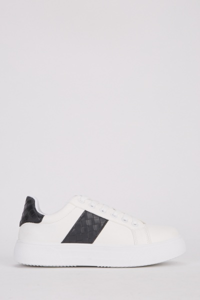 Weaved Faux Leather Trim Sneakers