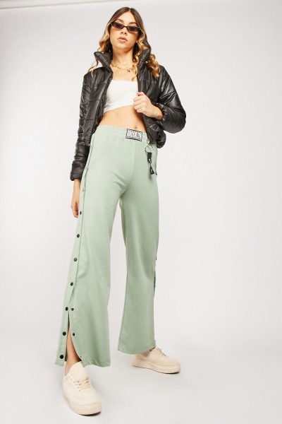 Wide Leg Popper Side Jogging Bottoms