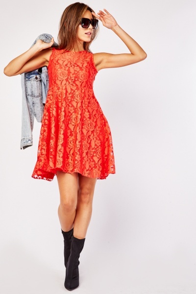 Lace Sleeveless Swing Dress