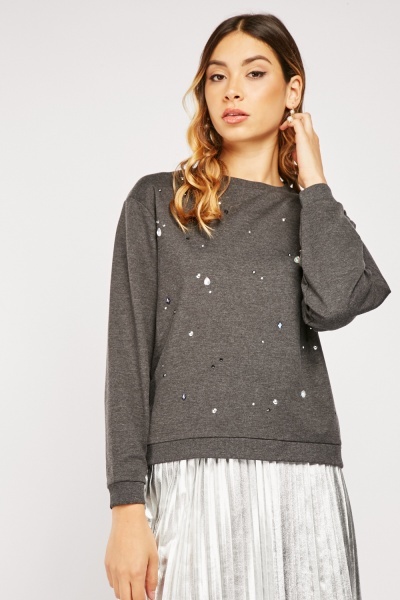 Encrusted Front Sweatshirt