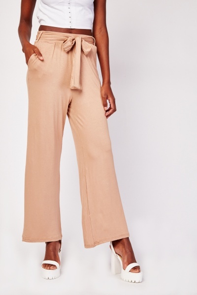 Waist Tie Up Wide Leg Trousers