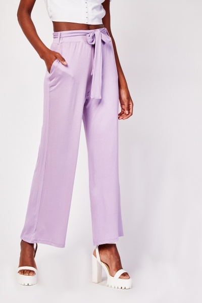 Waist Tie Up Wide Leg Trousers