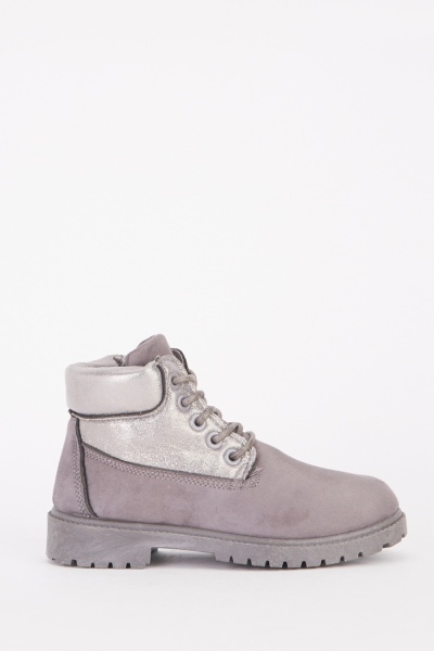 Lace Up Shimmery Kids Boots
