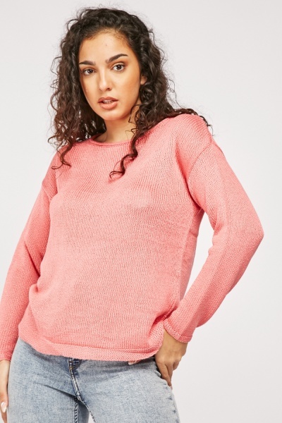 Round Neck Cotton Knit Jumper