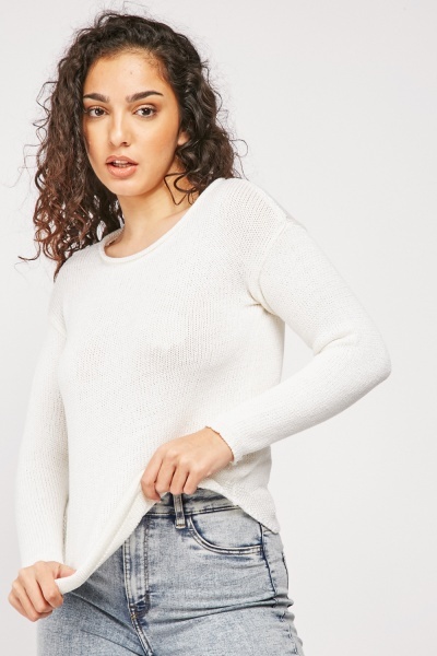 Round Neck Cotton Knit Jumper