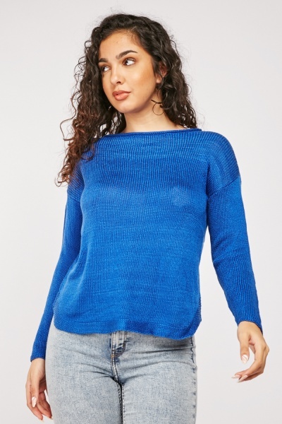 Round Neck Cotton Knit Jumper