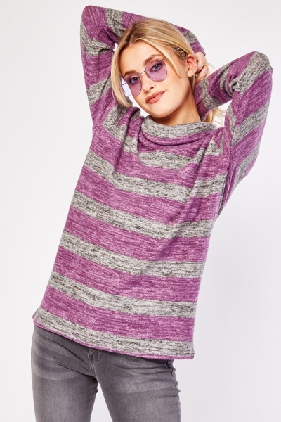 Striped Speckled Jersey Knit Top
