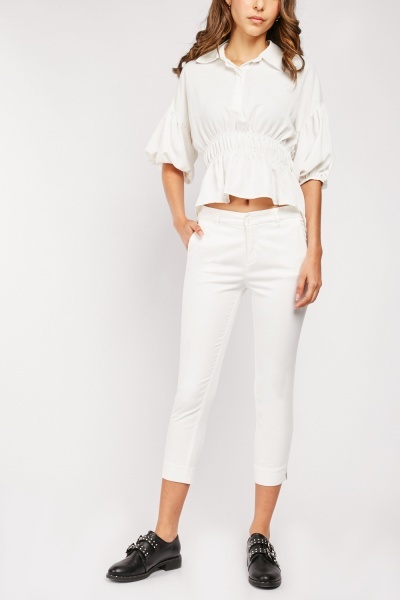 Mid Waist Capri Length Trousers