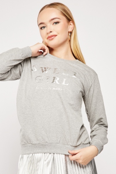 Metallic Logo Print Sweater