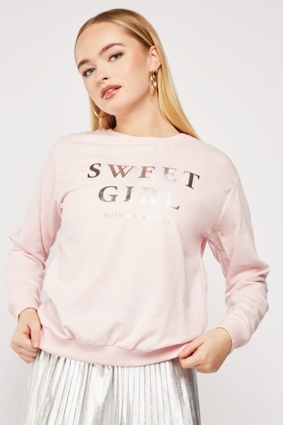 Metallic Logo Print Sweater