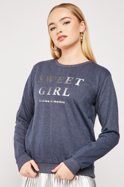 Metallic Logo Print Sweater